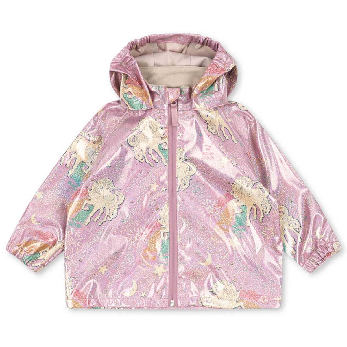 Imperméable multicolore en polyester avec capuche détachable et coutures thermosoudées pour enfants