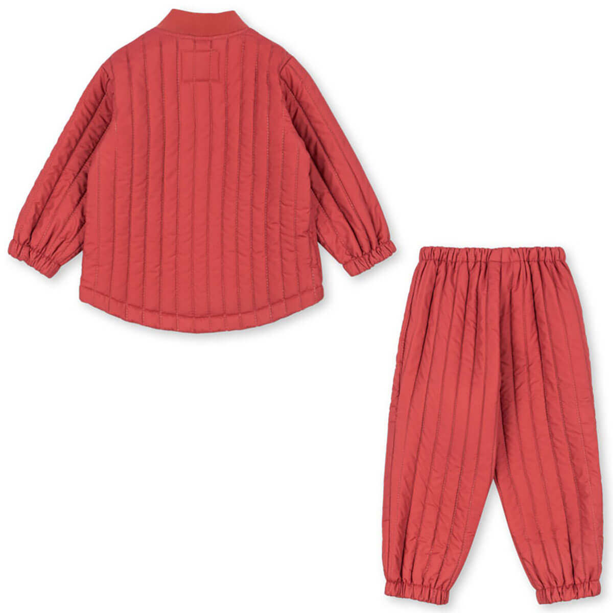Ensemble Veste et Pantalon Thermiques Rembourrés en Polyester Rouge Sportif avec Revêtement Déperlant pour Enfants