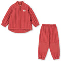 Ensemble Veste et Pantalon Thermiques Rembourrés en Polyester Rouge Sportif avec Revêtement Déperlant pour Enfants