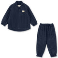 Ensemble veste et pantalon de sport bleu marine matelassés en polyester thermique avec revêtement déperlant pour enfants