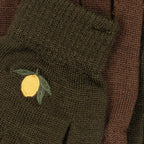 Gants douillets en mélange de laine verte avec poignets côtelés élastiqués pour la crèche et l'école