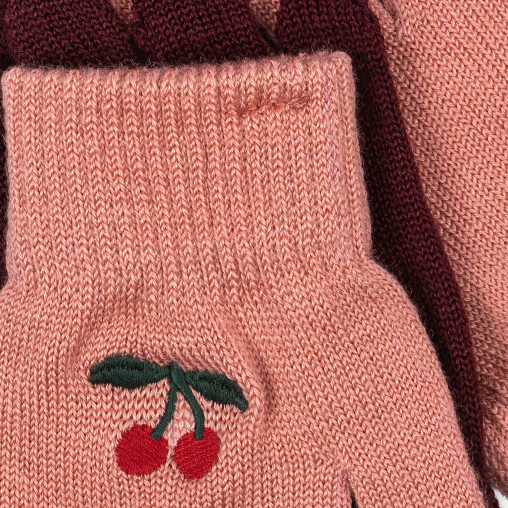 Mitaines douces en mélange de laine rose sorbet avec poignets côtelés élastiqués pour la crèche et l'école