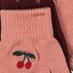 Mitaines douces en mélange de laine rose sorbet avec poignets côtelés élastiqués pour la crèche et l'école