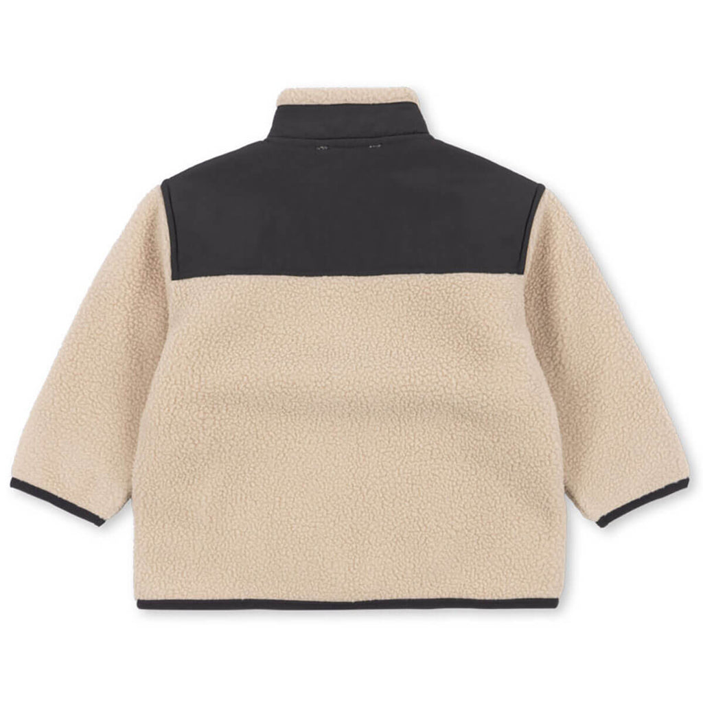 Veste polaire classique Oxford Tan recyclée pour enfants, avec col montant et passe-pouces