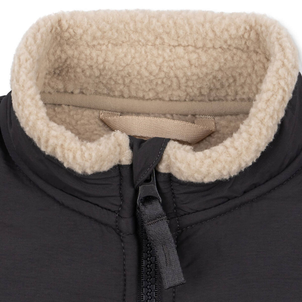 Veste polaire classique Oxford Tan recyclée pour enfants, avec col montant et passe-pouces