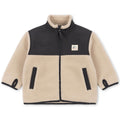 Veste polaire classique Oxford Tan recyclée pour enfants, avec col montant et passe-pouces