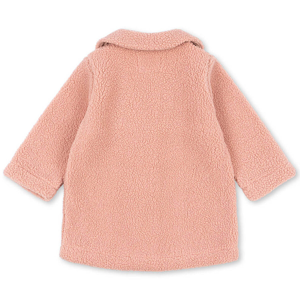 Manteau en polaire rose classique recyclée avec silhouette trapèze et boutons en corne pour enfants