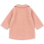 Manteau en polaire rose classique recyclée avec silhouette trapèze et boutons en corne pour enfants