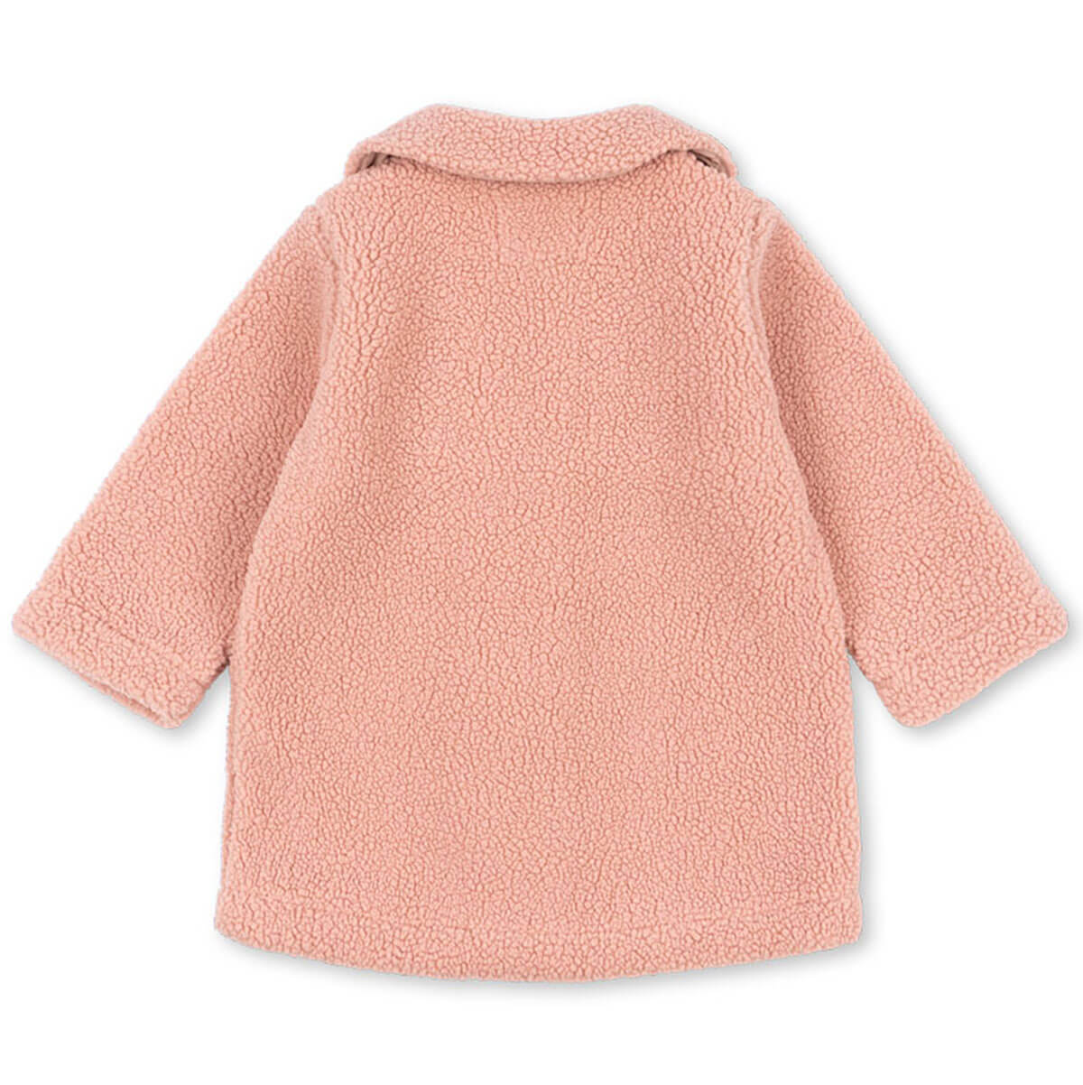 Manteau en polaire rose classique recyclée avec silhouette trapèze et boutons en corne pour enfants