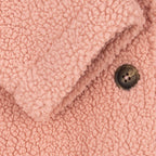 Manteau en polaire rose classique recyclée avec silhouette trapèze et boutons en corne pour enfants