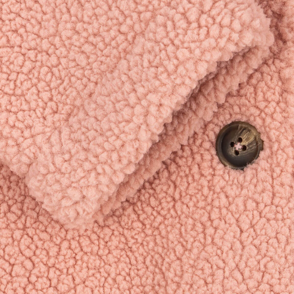Manteau en polaire rose classique recyclée avec silhouette trapèze et boutons en corne pour enfants