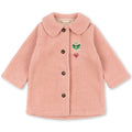 Manteau en polaire rose classique recyclée avec silhouette trapèze et boutons en corne pour enfants