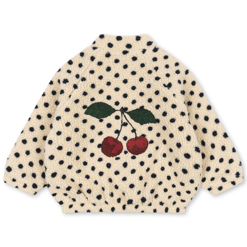 Veste polaire brodée de pois classiques en matière recyclée avec col montant et fermeture éclair intégrale pour tout-petits