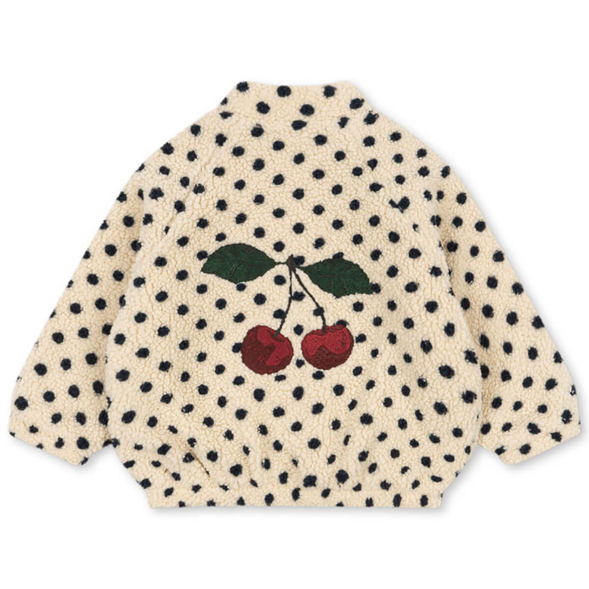 Veste polaire brodée de pois classiques en matière recyclée avec col montant et fermeture éclair intégrale pour tout-petits