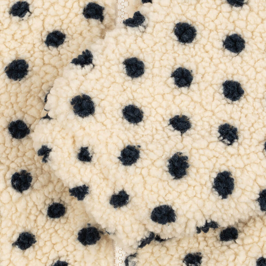 Veste polaire brodée de pois classiques en matière recyclée avec col montant et fermeture éclair intégrale pour tout-petits