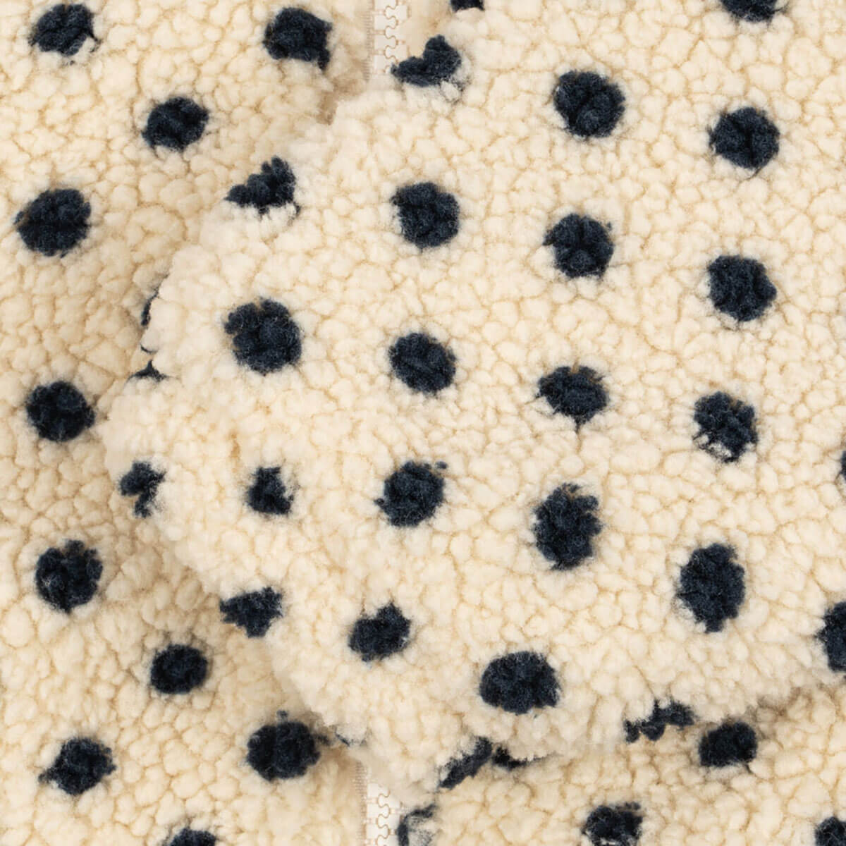 Veste polaire brodée de pois classiques en matière recyclée avec col montant et fermeture éclair intégrale pour tout-petits