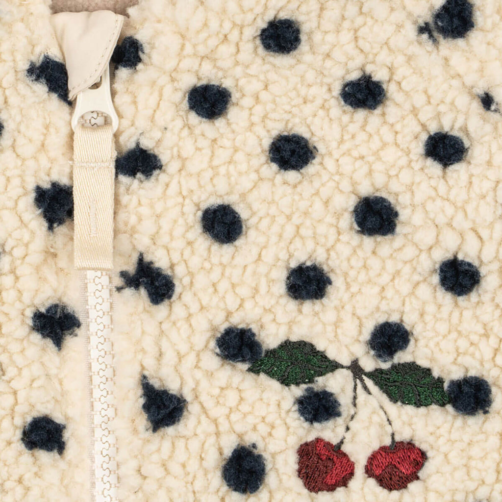 Veste polaire brodée de pois classiques en matière recyclée avec col montant et fermeture éclair intégrale pour tout-petits