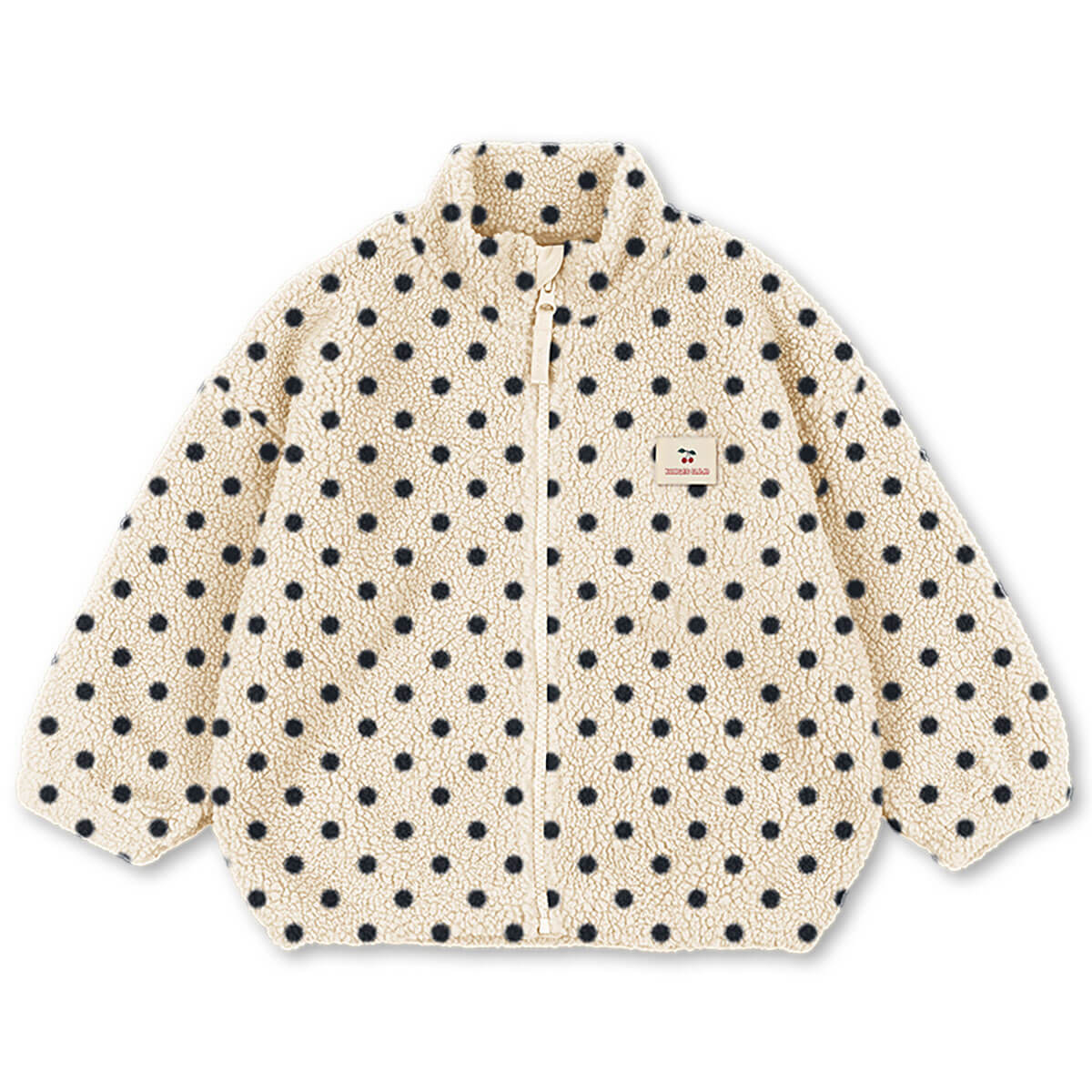 Veste polaire brodée de pois classiques en matière recyclée avec col montant et fermeture éclair intégrale pour tout-petits