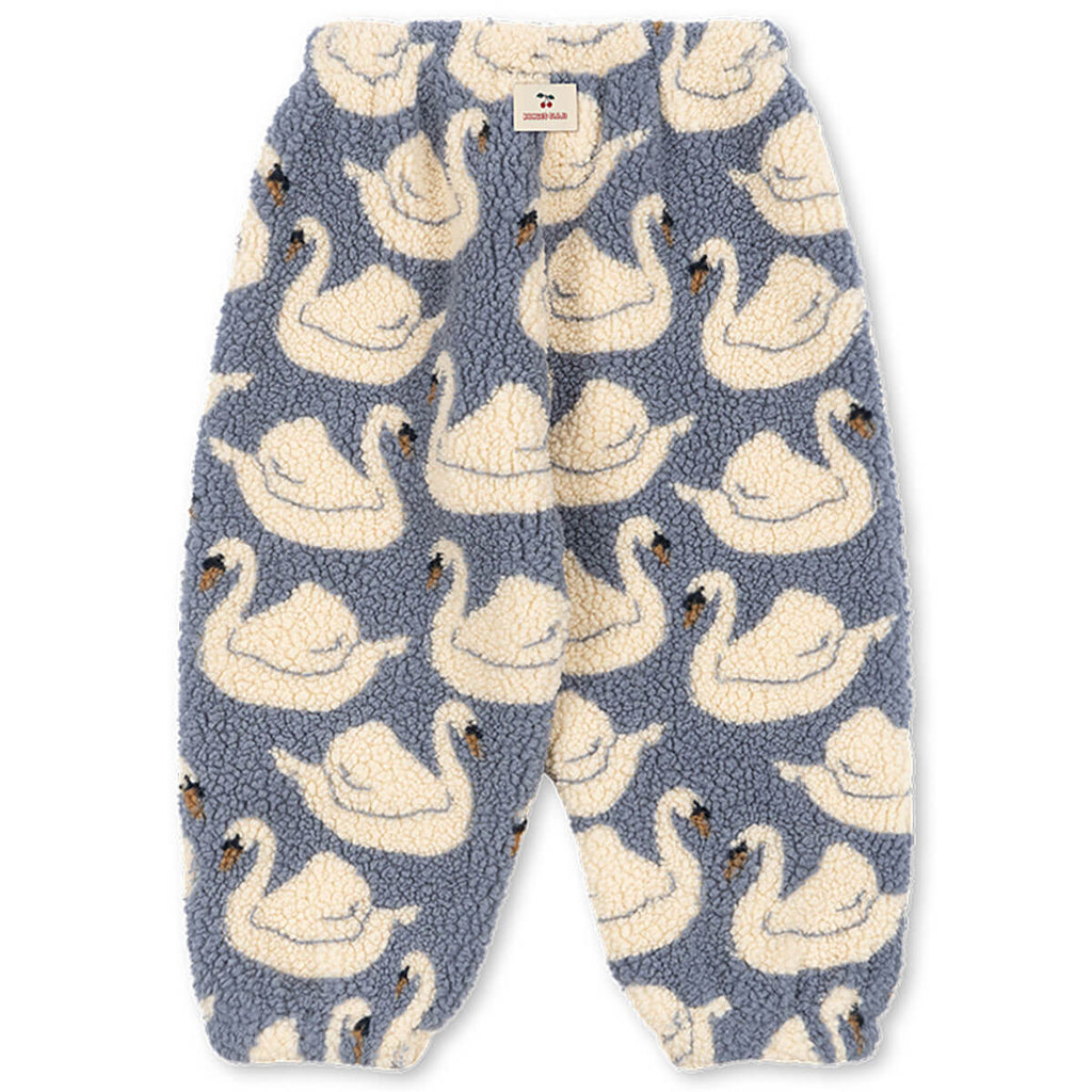 Pantalon de jogging en molleton recyclé à imprimé cygne blanc décontracté avec taille élastique pour tout-petits