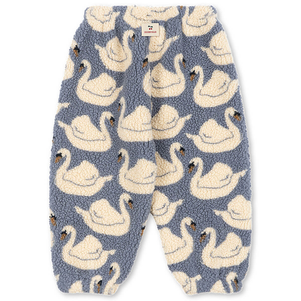 Pantalon de jogging en molleton recyclé à imprimé cygne blanc décontracté avec taille élastique pour tout-petits