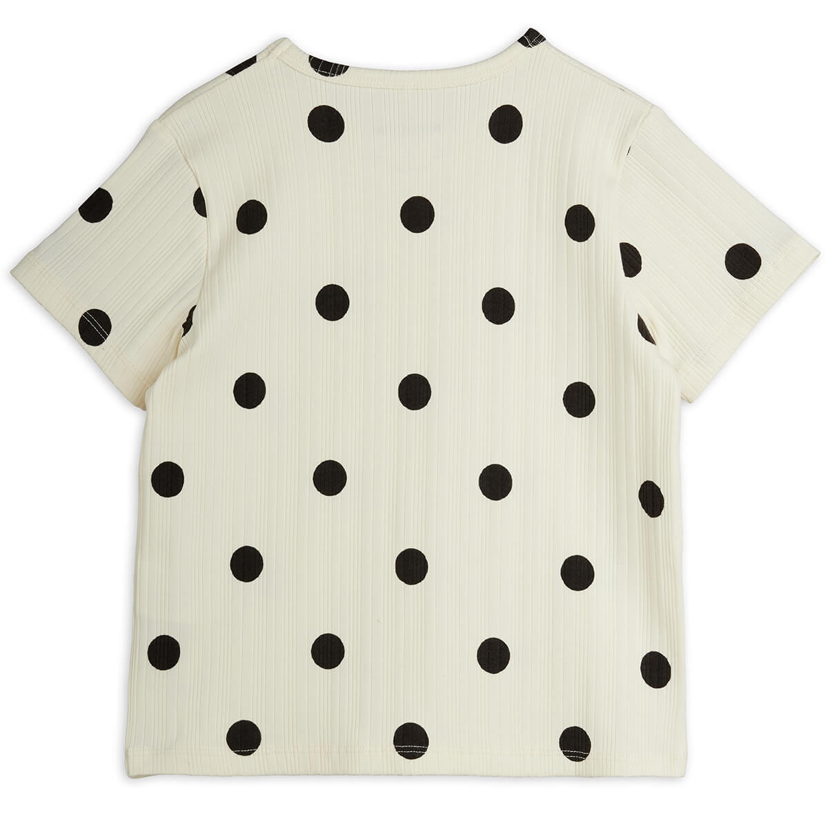 T-shirt ludique en coton stretch bio pour enfants, à imprimé chien à pois blanc cassé