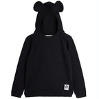 Joli pull à capuche en coton biologique à fines mailles avec oreilles de souris noires et manches raglan pour enfants