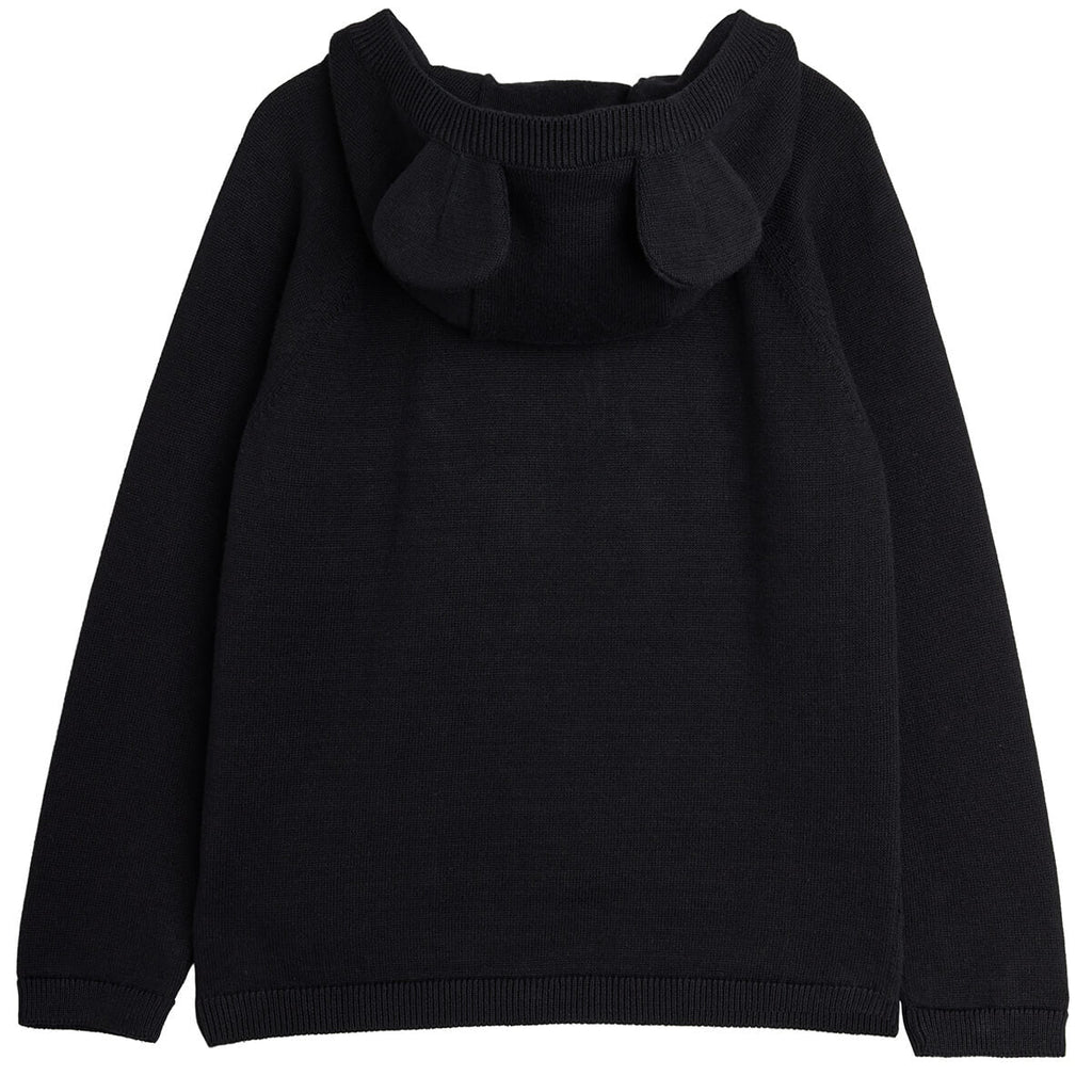 Joli pull à capuche en coton biologique à fines mailles avec oreilles de souris noires et manches raglan pour enfants