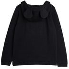 Joli pull à capuche en coton biologique à fines mailles avec oreilles de souris noires et manches raglan pour enfants