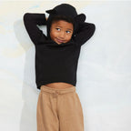Joli pull à capuche en coton biologique à fines mailles avec oreilles de souris noires et manches raglan pour enfants