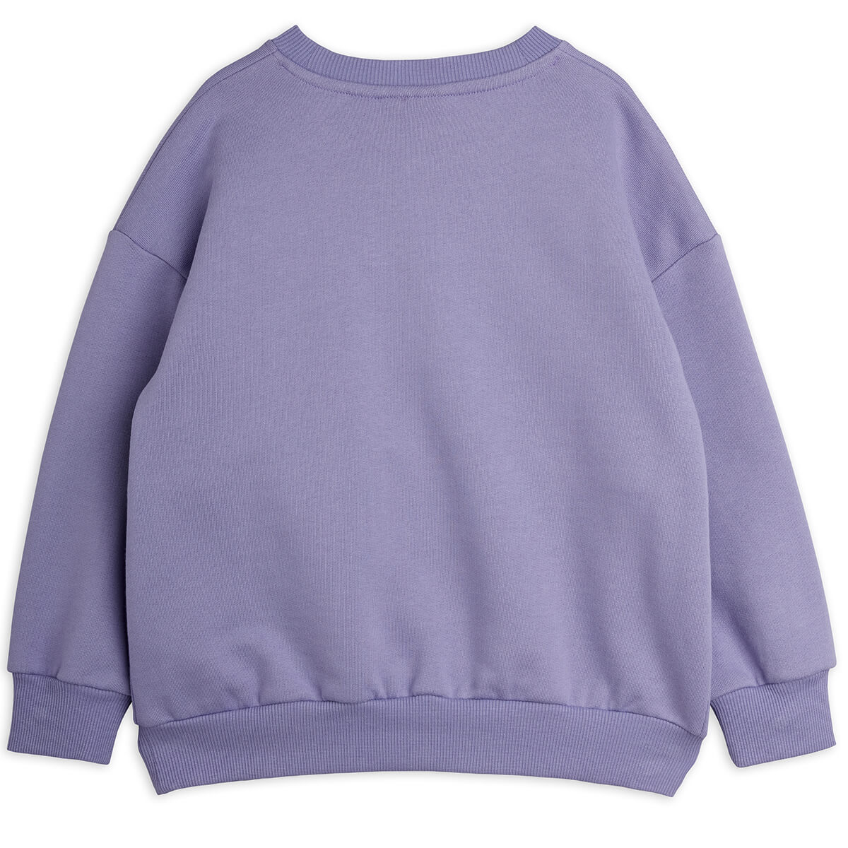 Sweat-shirt en coton biologique imprimé Panthère violette colorblock avec épaules tombantes et finitions côtelées pour enfant