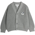 Gilet en maille en coton biologique imprimé de patchs gris confortable avec boutonnière sur le devant et bords-côtes pour enfants