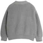 Gilet en maille en coton biologique imprimé de patchs gris confortable avec boutonnière sur le devant et bords-côtes pour enfants