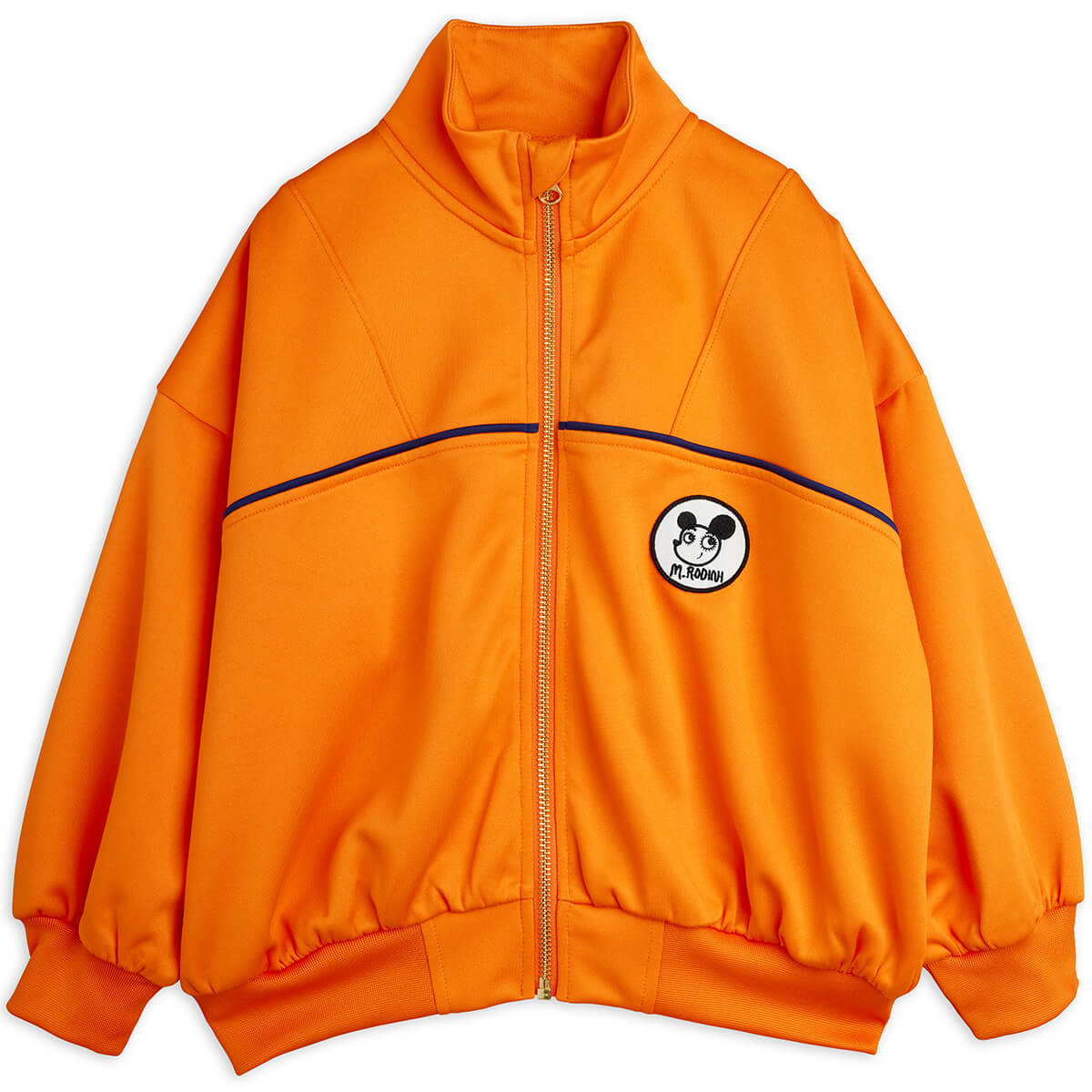 Veste zippée en polyester recyclé à imprimé patchwork orange sportif avec poignets côtelés pour enfant