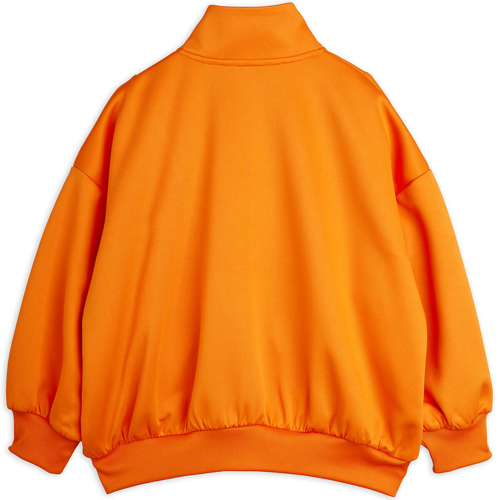 Veste zippée en polyester recyclé à imprimé patchwork orange sportif avec poignets côtelés pour enfant
