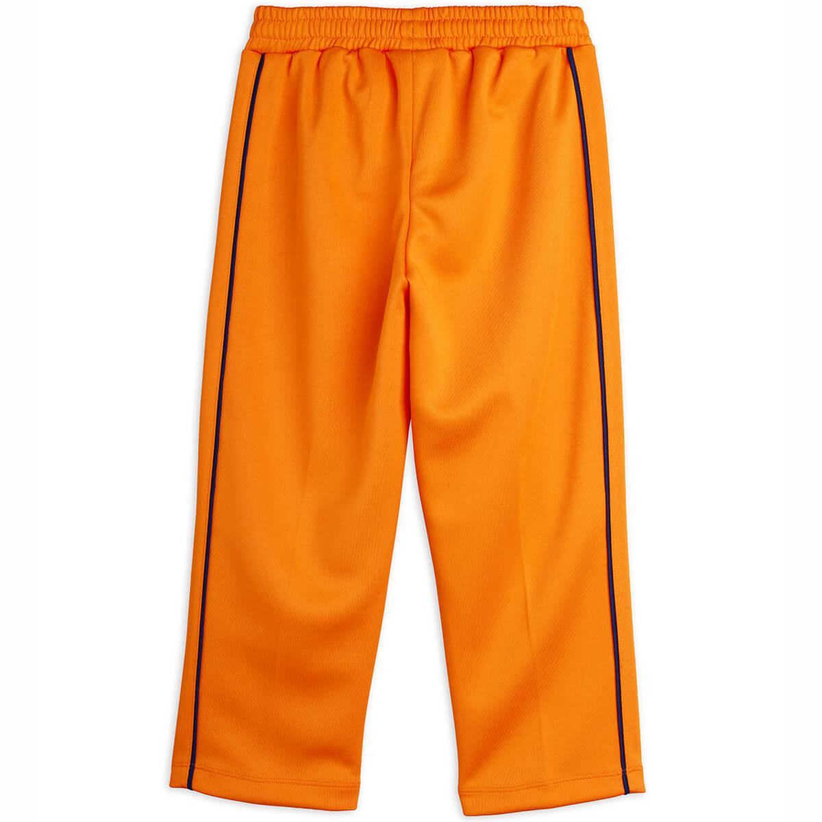 Pantalon en polyester recyclé sportif orange à imprimé patchwork, avec taille élastiquée et pli marqué sur le devant pour enfant