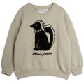 Sweat-shirt décontracté en coton biologique gris chenille avec motifs, poignets et ourlets côtelés pour enfants