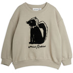 Sweat-shirt décontracté en coton biologique gris chenille avec motifs, poignets et ourlets côtelés pour enfants