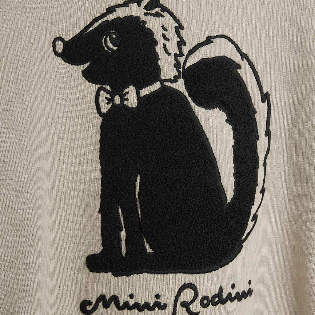 Sweat-shirt décontracté en coton biologique gris chenille avec motifs, poignets et ourlets côtelés pour enfants