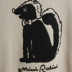 Sweat-shirt décontracté en coton biologique gris chenille avec motifs, poignets et ourlets côtelés pour enfants