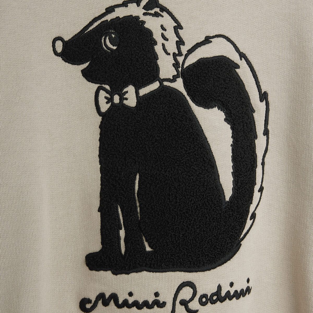 Sweat-shirt décontracté en coton biologique gris chenille avec motifs, poignets et ourlets côtelés pour enfants