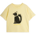 T-shirt décontracté en coton bio imprimé poitrine jaune pour enfant, idéal au quotidien