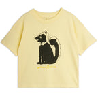 T-shirt décontracté en coton bio imprimé poitrine jaune pour enfant, idéal au quotidien