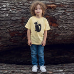 T-shirt décontracté en coton bio imprimé poitrine jaune pour enfant, idéal au quotidien