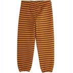 Pantalon de survêtement sport marron rayé en coton biologique avec taille et chevilles élastiquées pour enfants