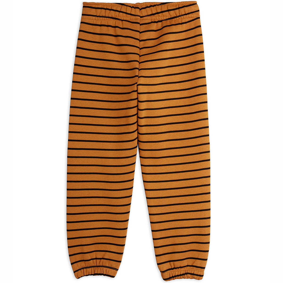 Pantalon de survêtement sport marron rayé en coton biologique avec taille et chevilles élastiquées pour enfants