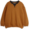 Sweat-shirt décontracté en coton biologique à rayures marron avec épaules tombantes et poignets côtelés pour enfants