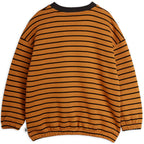 Sweat-shirt décontracté en coton biologique à rayures marron avec épaules tombantes et poignets côtelés pour enfants
