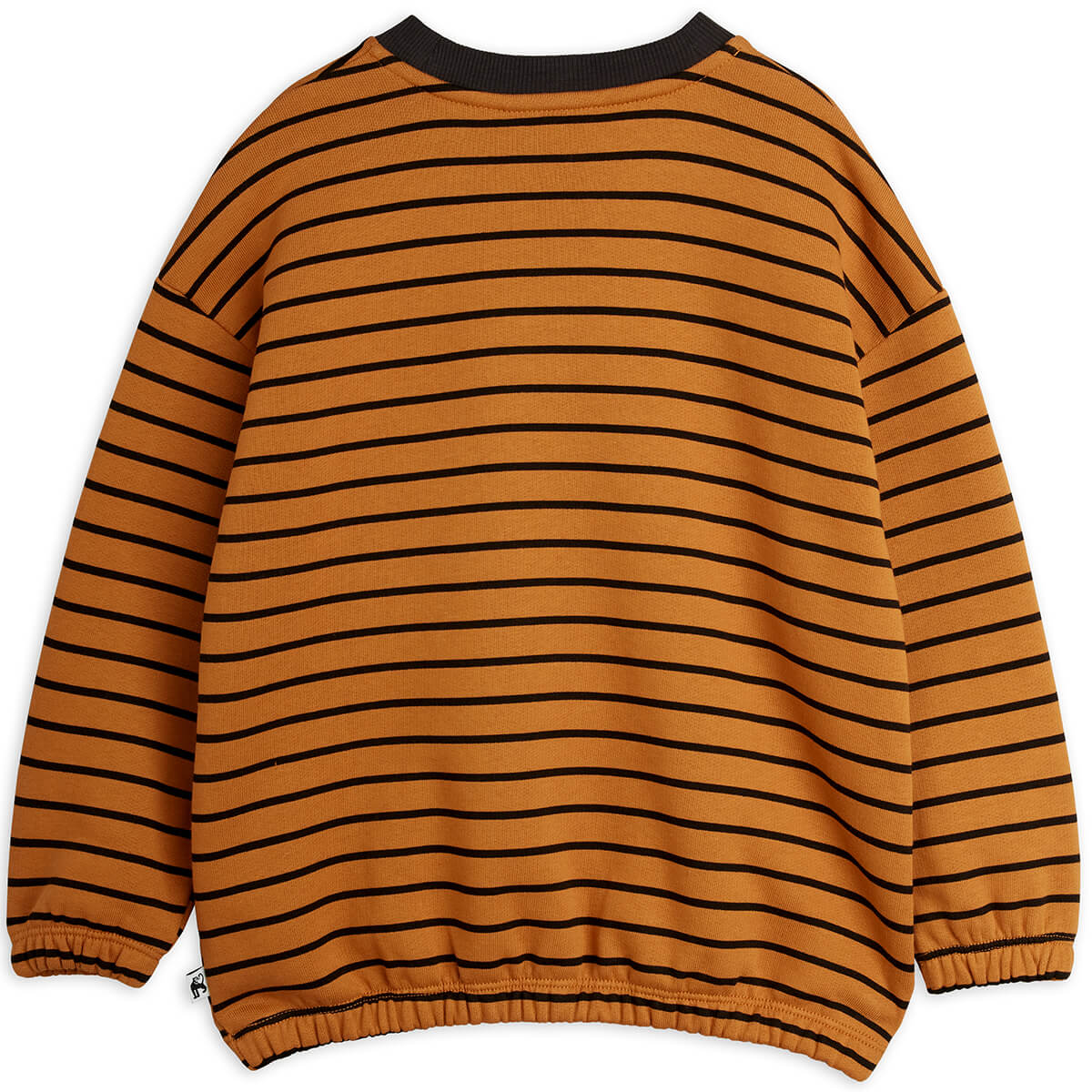 Sweat-shirt décontracté en coton biologique à rayures marron avec épaules tombantes et poignets côtelés pour enfants