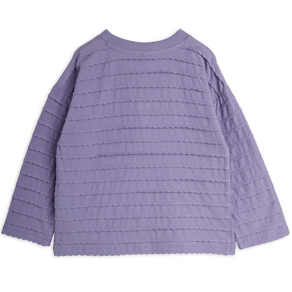 T-shirt à manches longues en coton biologique violet élégant avec volant texturé pour enfants
