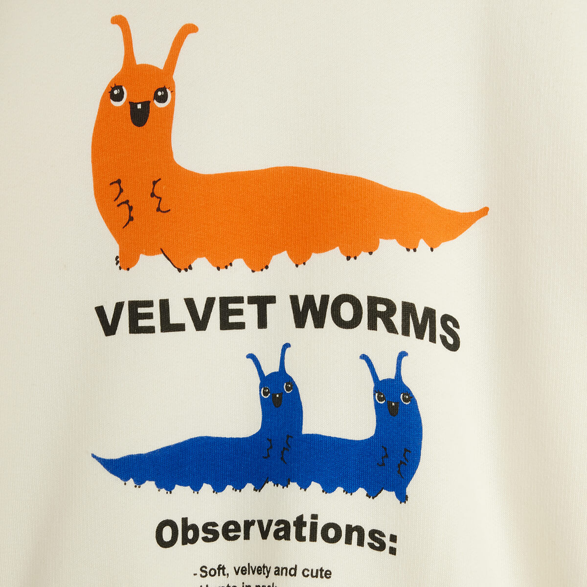 Sweat-shirt décontracté en coton biologique imprimé de vers de velours avec bordure côtelée pour enfants